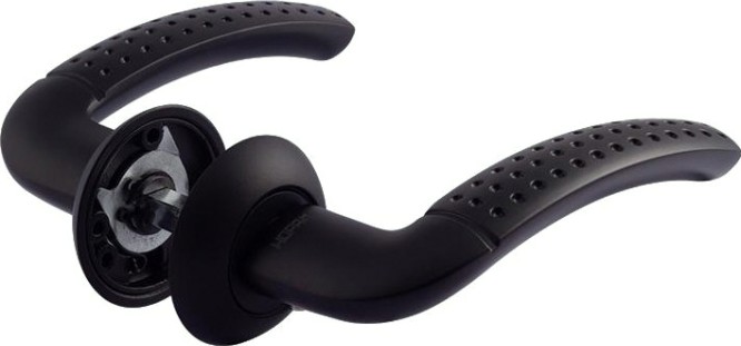 Ручка дверная НОРА-М 96 А AL комплект "Черный" [18543]