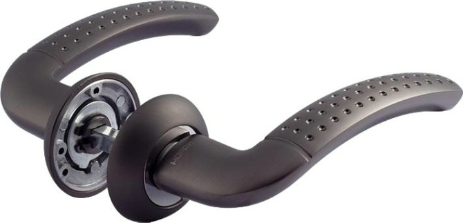 Ручка дверная НОРА-М 96 А AL комплект "Графит" [17099]