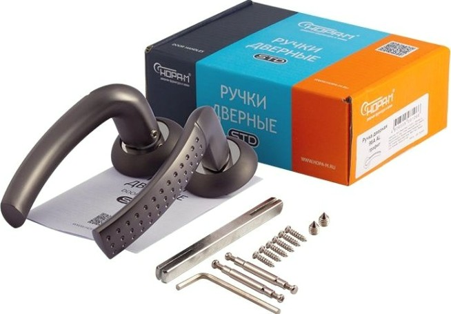 Ручка дверная НОРА-М 96 А AL комплект "Графит" [17099]