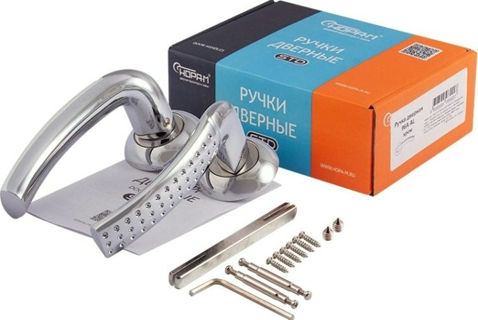 Ручка дверная НОРА-М 96 А AL комплект "Хром" [15294]