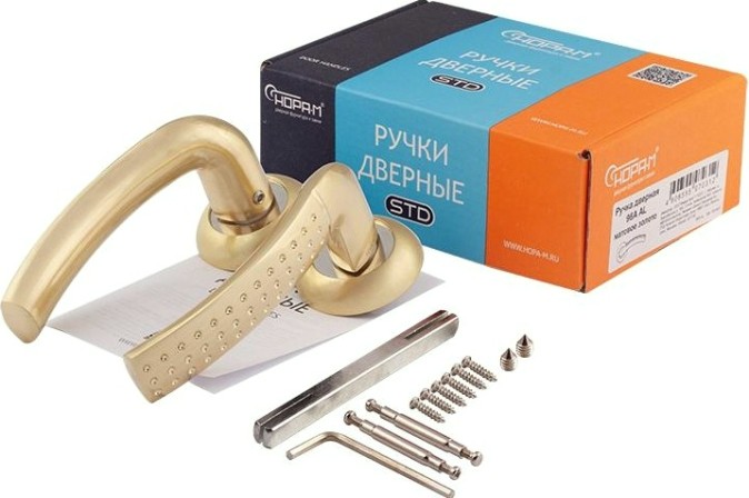 Ручка дверная НОРА-М 96 А AL комплект "Матовое золото" [16148]