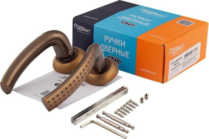 Ручка дверная НОРА-М 96 А AL комплект "Матовый кофе" [16120]