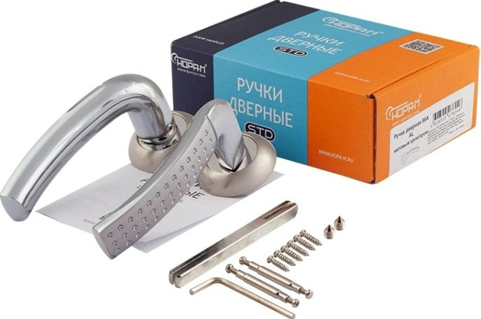 Ручка дверная НОРА-М 96 А AL комплект "Матовый никель/хром" [15977]