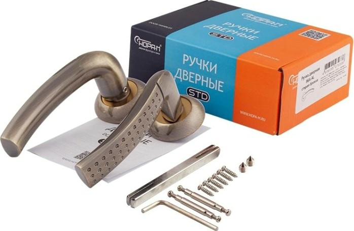 Ручка дверная НОРА-М 96 А AL комплект "Старая бронза" [15309]