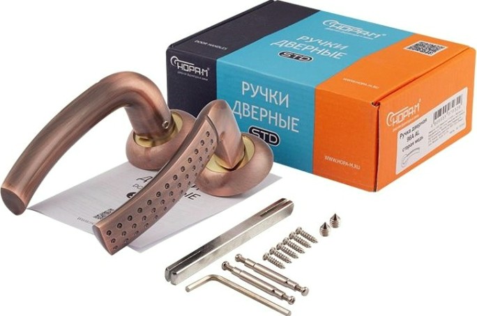 Ручка дверная НОРА-М 96 А AL комплект "Старая медь" [15395]