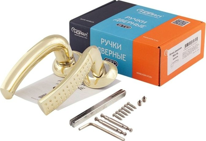 Ручка дверная НОРА-М 96 А AL комплект "Золото" [15429]