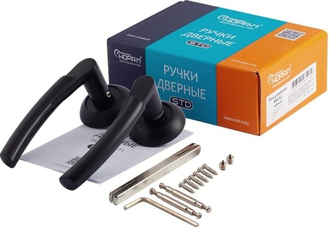 Ручка дверная НОРА-М 99 А AL комплект "Черный" [18463]