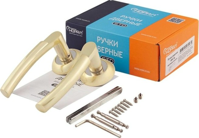 Ручка дверная НОРА-М 99 А AL комплект "Матовое золото" [15296]