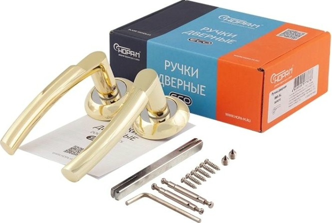 Ручка дверная НОРА-М 99 А AL комплект Золото" [16165]