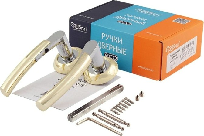 Ручка дверная НОРА-М 99 А AL комплект "Золото/хром" [15396]