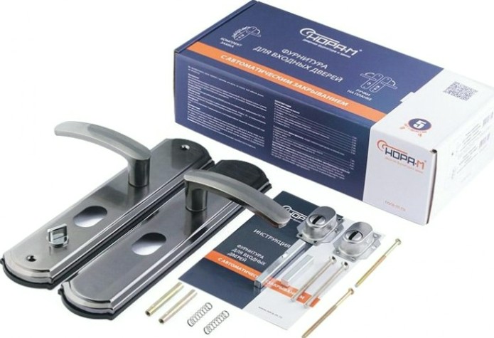 Ручка на планке НОРА-М 300-68 мм правая для китайских дверей "Матовый хром/Черный никель" [18725]