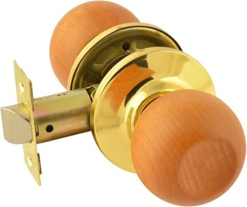 Ручка защелка кноб НОРА-М ЗШ-STD "Дерево-бук/Золото" без запирания [14226]