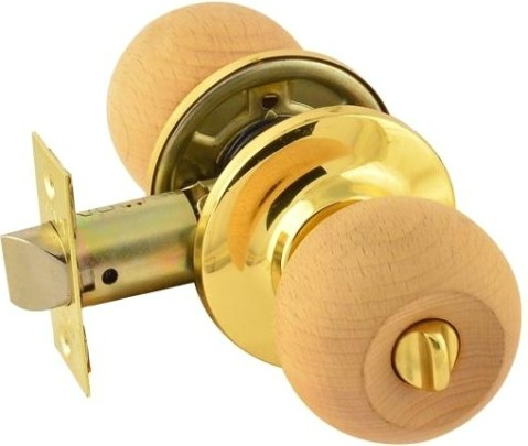 Ручка защелка кноб НОРА-М ЗШ-STD "Светлое дерево/Золото"фиксатор [17066]