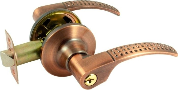 Ручка защелка НОРА-М ТТ15-STD межкомнатная "Старая медь" ключ/фиксатор [16754]