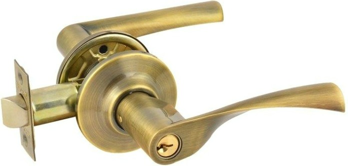 Ручка защелка НОРА-М ЗВ2 межкомнатная "Старая бронза" ключ/фиксатор [15644]