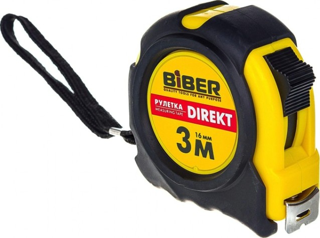 Рулетка Biber DIREKT 40102 обрезиненный корпус 3мх16мм [Тов-054500]