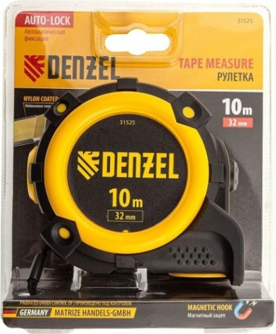 Рулетка Denzel 10мх32мм, магнит. зацеп, двухстор. разметка [31525]