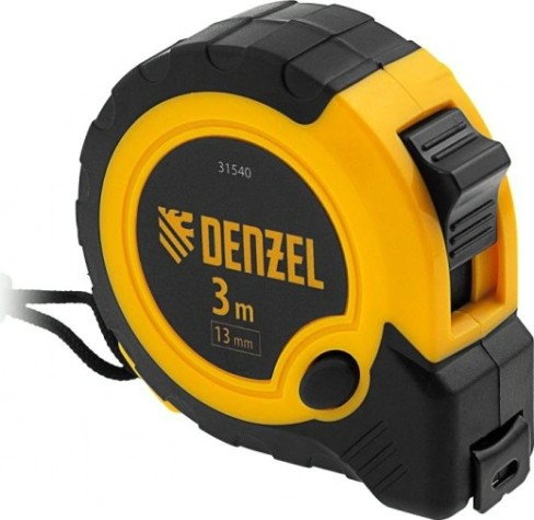 Рулетка DENZEL 3мх13мм, двухкомп. корпус, кнопка-пауза [31540]