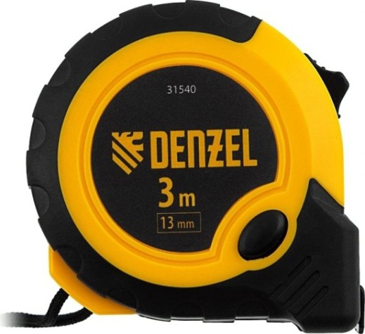 Рулетка DENZEL 3мх13мм, двухкомп. корпус, кнопка-пауза [31540]