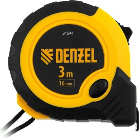 Рулетка DENZEL 3мх16мм, двухкомп. корпус, кнопка-пауза [31541]