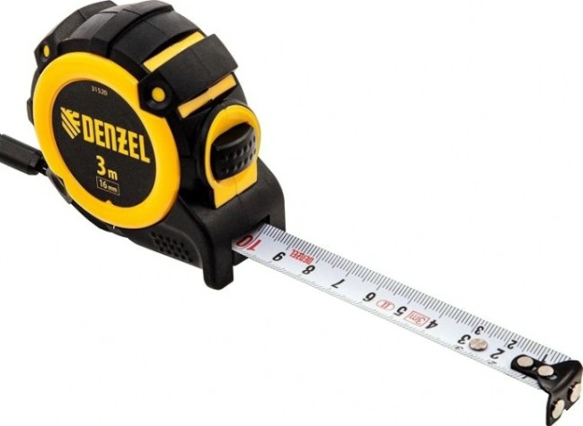Рулетка DENZEL 3мх16мм, магнит. зацеп, двухстор. разметка [31520]