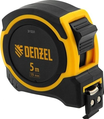 Рулетка DENZEL 5мх19мм, двухкомп. корпус, магнитный обрез. зацеп [31531]
