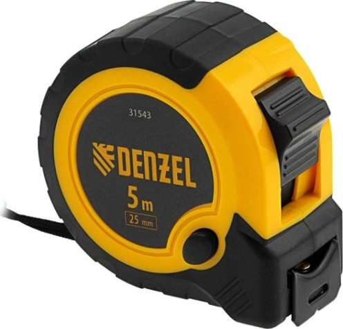 Рулетка DENZEL 5мх25мм, двухкомп. корпус, кнопка-пауза [31543]