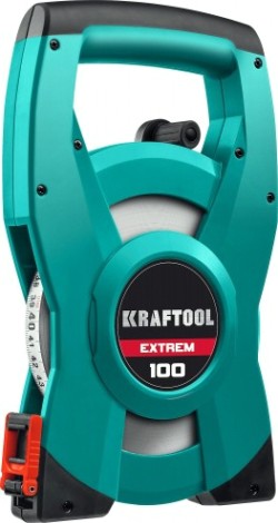 Рулетка геодезическая KRAFTOOL EXTREM 100 м стальная мерная лента [34185-100]