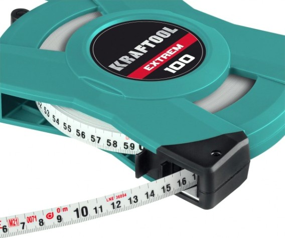 Рулетка геодезическая KRAFTOOL EXTREM 100 м стальная мерная лента [34185-100]