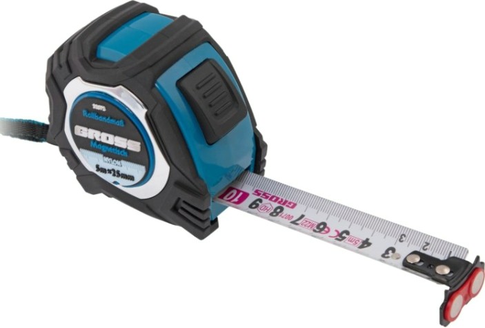 Рулетка GROSS Magnetisch, 5мх25мм обрезин. корпус,автоматич. фиксация, нейлон. покр. [32572]