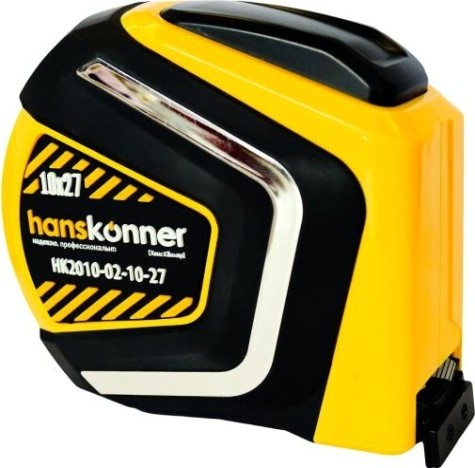 Рулетка HANSKONNER HK2010-02-10-27 противоудар.обрезин.корпус, магнит