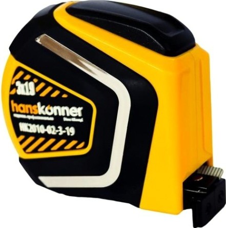 Рулетка HANSKONNER HK2010-02-3-19 противоудар.обрезин.корпус, магнит