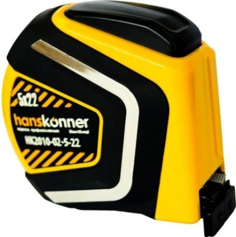 Рулетка HANSKONNER HK2010-02-5-22 автостоп, противоудар.обрезин.корпус, магнит