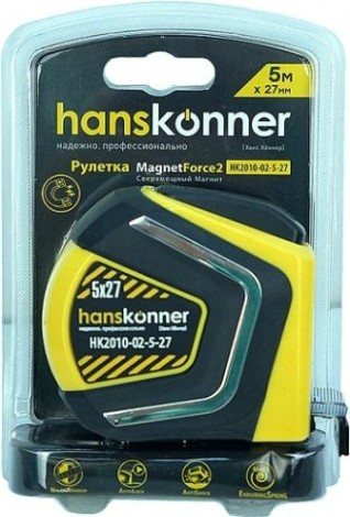 Рулетка HANSKONNER HK2010-02-5-27 автостоп, противоударный обрезин.корпус, магнит Рулетка HANSKONNER HK2010-02-5-27 автостоп, противоударный обрезин.корпус, магнит