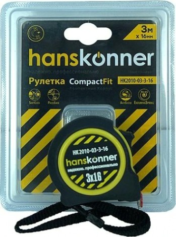 Рулетка HANSKONNER HK2010-03-3-16 мощный магнит Рулетка HANSKONNER HK2010-03-3-16 мощный магнит