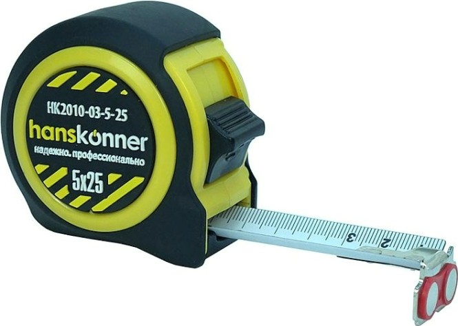 Рулетка HANSKONNER HK2010-03-5-25 мощный магнит