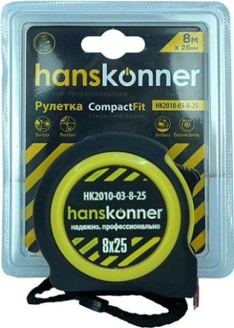 Рулетка HANSKONNER HK2010-03-8-25 мощный магнит Рулетка HANSKONNER HK2010-03-8-25 мощный магнит