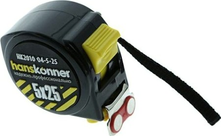 Рулетка HANSKONNER HK2010-04-5-25 мощный магнит Рулетка HANSKONNER HK2010-04-5-25 мощный магнит