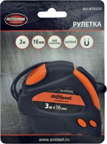 Рулетка измерительная AV Steel AV-970330 3 м х 16 мм Рулетка измерительная AV Steel AV-970330 3 м х 16 мм