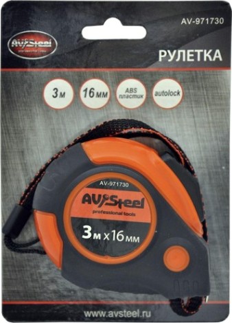 Рулетка измерительная AV Steel AV-971730 3 м х 16 мм Рулетка измерительная AV Steel AV-971730 3 м х 16 мм