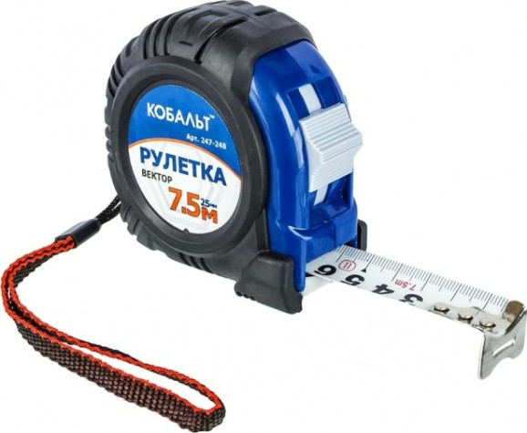 Рулетка Кобальт 247-248 вектор 7,5мx25мм обрезиненный корпус