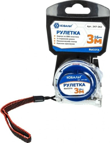 Рулетка Кобальт 247-262 высота 3мx16мм прозрачный корпус Рулетка Кобальт 247-262 высота 3мx16мм прозрачный корпус