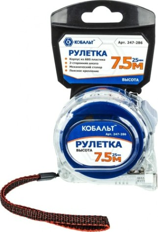 Рулетка Кобальт 247-286 высота 7,5мx25мм прозрачный корпус Рулетка Кобальт 247-286 высота 7,5мx25мм прозрачный корпус