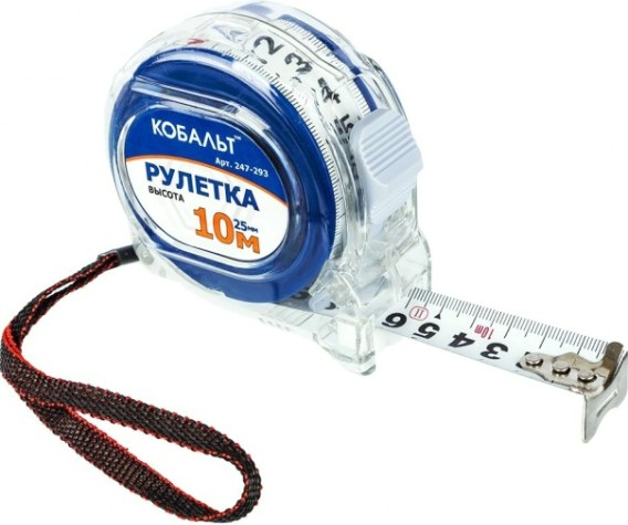 Рулетка Кобальт 247-293 высота 10мx25мм прозрачный корпус Рулетка Кобальт 247-293 высота 10мx25мм прозрачный корпус