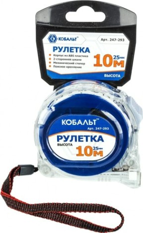 Рулетка Кобальт 247-293 высота 10мx25мм прозрачный корпус Рулетка Кобальт 247-293 высота 10мx25мм прозрачный корпус