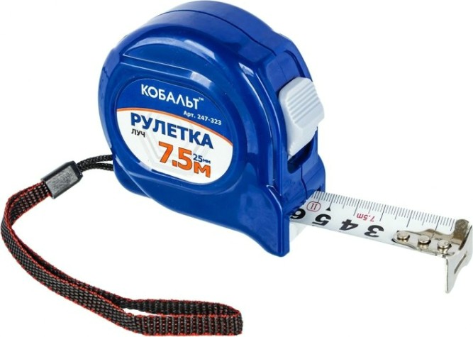 Рулетка Кобальт 247-323 луч 7,5мx25мм, корпус из abs пластика