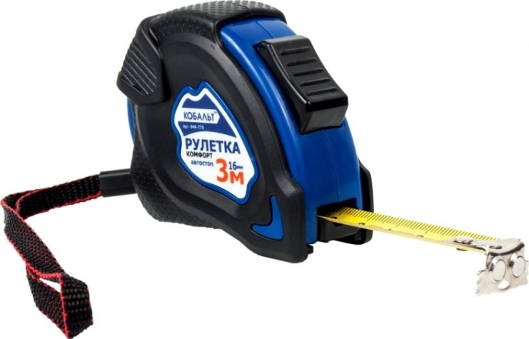 Рулетка Кобальт 646-775 комфорт 3мx16мм обрезиненный корпус