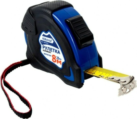 Рулетка Кобальт 646-805 комфорт 8мx25мм обрезиненный корпус