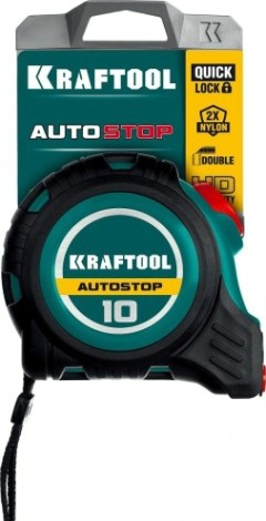 Рулетка KRAFTOOL AutoStop 10м/25мм профессиональная с автостопом [3412-10-25]