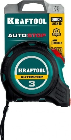 Рулетка KRAFTOOL AutoStop 3м/16мм профессиональная с автостопом [3412-3-16]